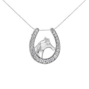 .925 Sterling Silver 1/4 cttw Diamond U Shape Pendant Necklace (I-J,
